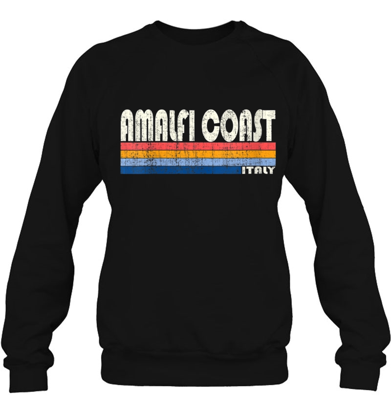 Womens Vintage 70S 80S Style Amalfi Coast, Italy V-Neck Sweatshirt