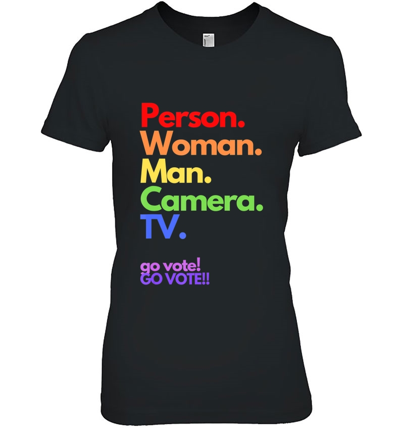 Funny Retro Person Woman Man Camera Tv Anti Trump Biden 2020 Ladies Tee