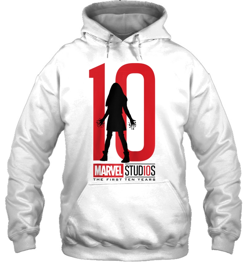 Marvel Studios First Ten Years Scarlet Witch Silhouette Raglan Baseball Tee Hoodie