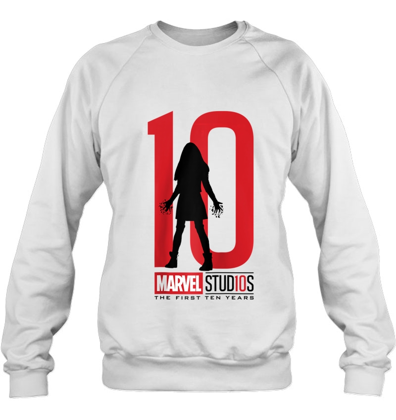 Marvel Studios First Ten Years Scarlet Witch Silhouette Raglan Baseball Tee Sweatshirt