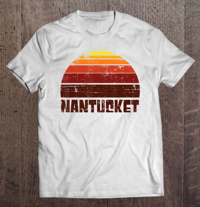 Nantucket Sunset Beach Vintage Retro Vacation Shirt