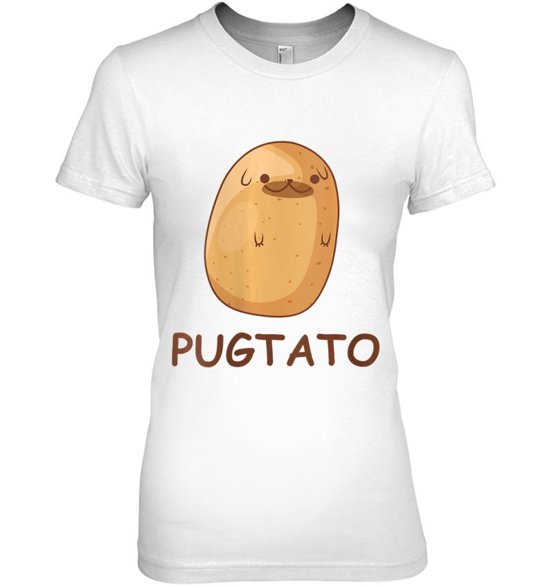 Womens Cute Pug Potato Shirt Funny Dog Potato Shirt Pugtato V-Neck Hoodie