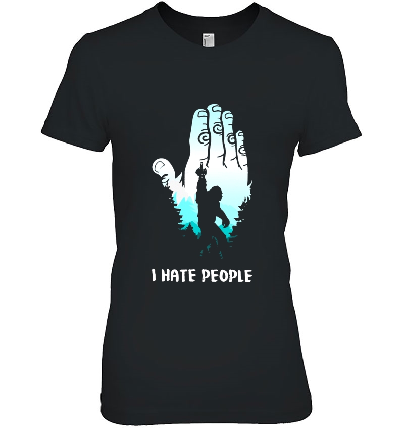 I Hate People Silhouette Bigfoot Middle Finger Hoodie