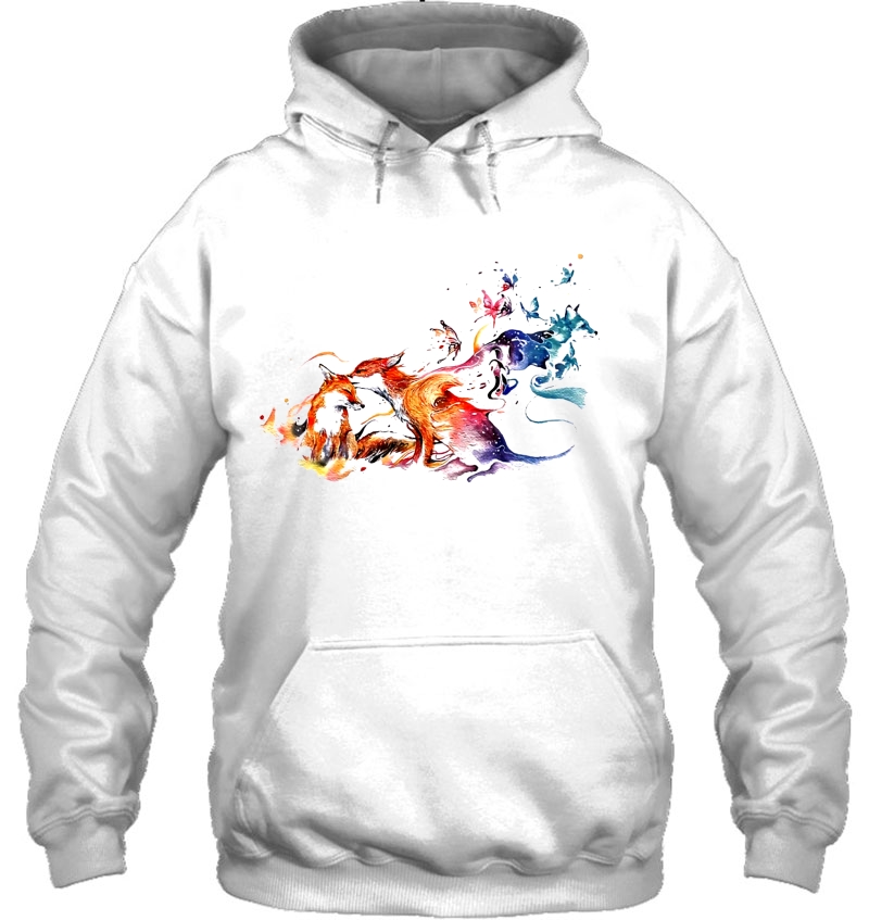 Fox Family Painting Fox Lover Hoodie