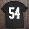 54 White Outline Number 54 Sports Fan Jersey Style Tee