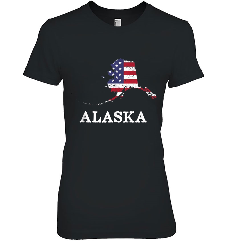 Alaska Map State American Flag Art 4Th Of July Pride Tee Tank Top Hoodie