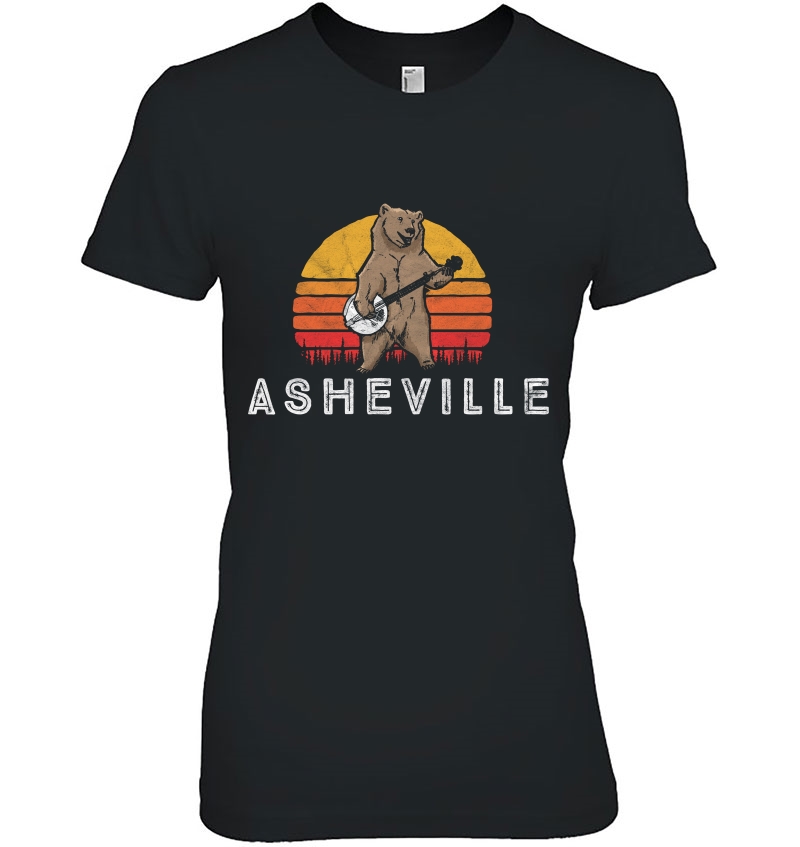 Asheville Nc Bluegrass Banjo Bear Funny Retro Hoodie