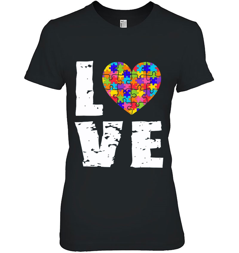 Autism Awareness Love Puzzle Heart Vintage Style Hoodie