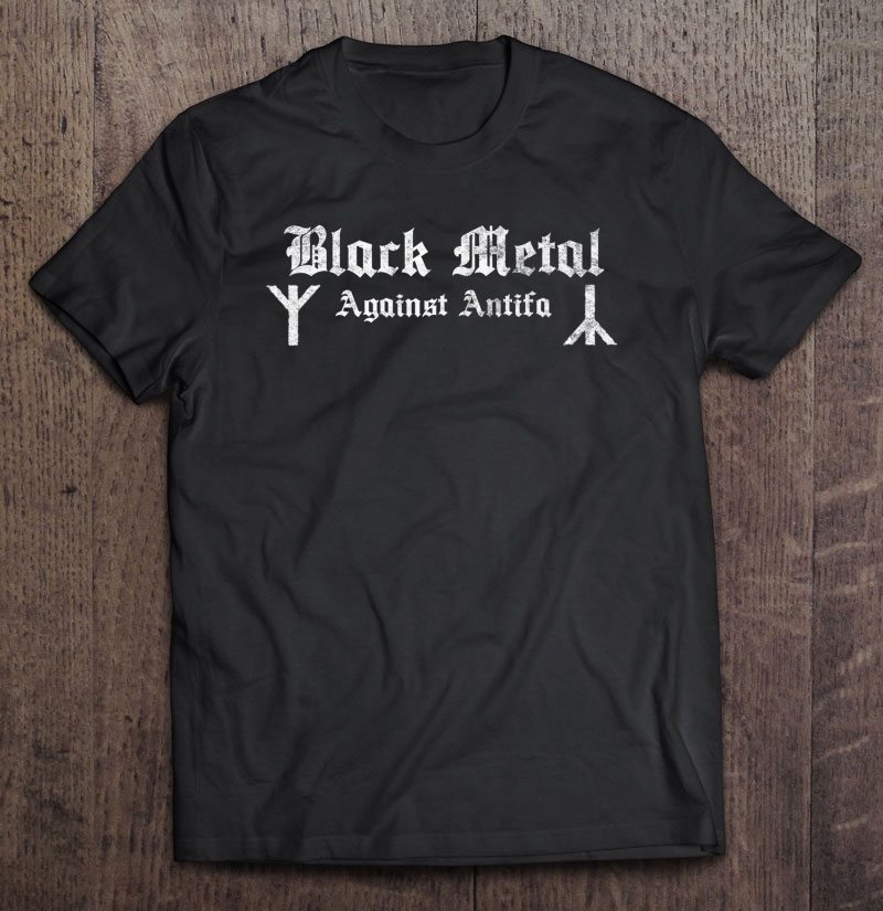 Black Metal Against Antifa Algiz Rune Graphic Shirt