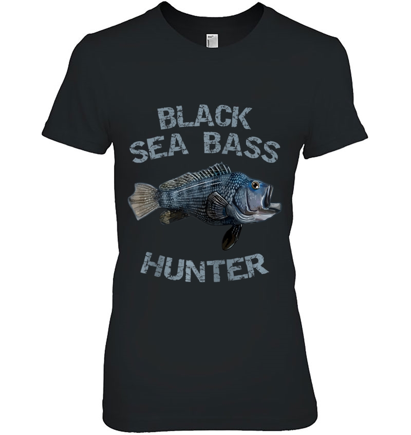 Black Sea Bass Hunter Rock Bass Black Sea Bass Raglan Baseball Tee Hoodie