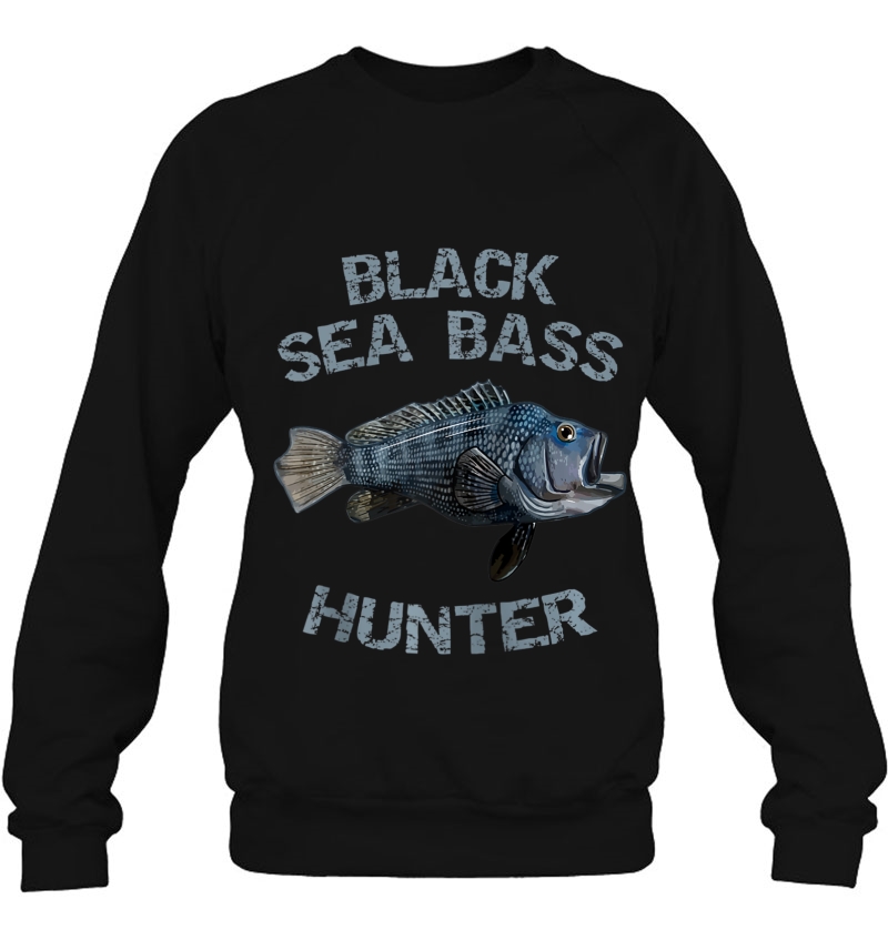 Black Sea Bass Hunter Rock Bass Black Sea Bass Raglan Baseball Tee Mugs