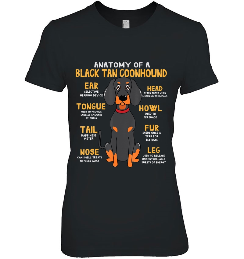 Black Tan Coonhound Anatomy Funny Dog Mom Dad Cute Gift Hoodie