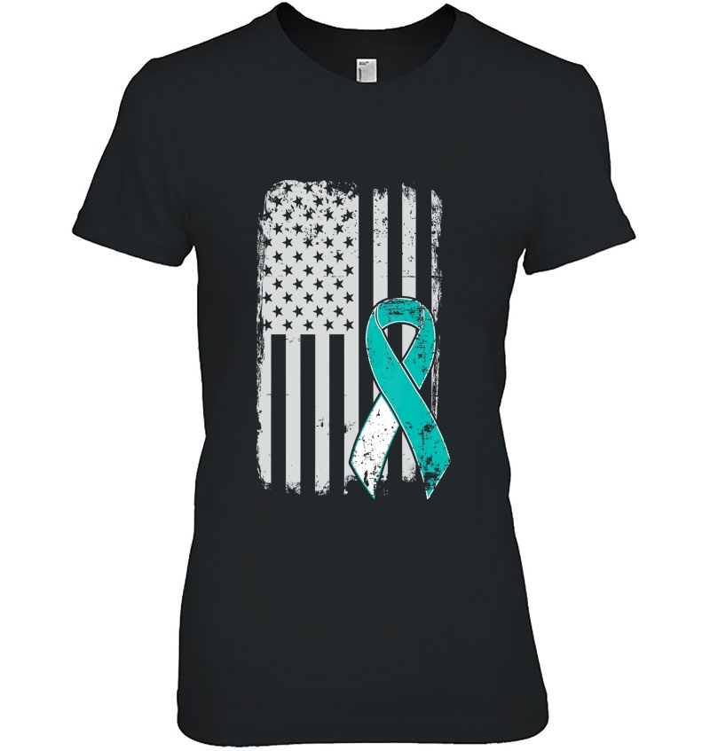 Cervical Cancer - Vintage Us American Flag Ribbon Hoodie