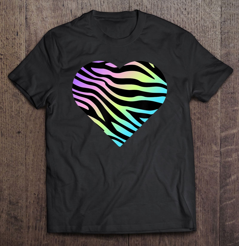 Colorful Zebra Print Heart Shirt