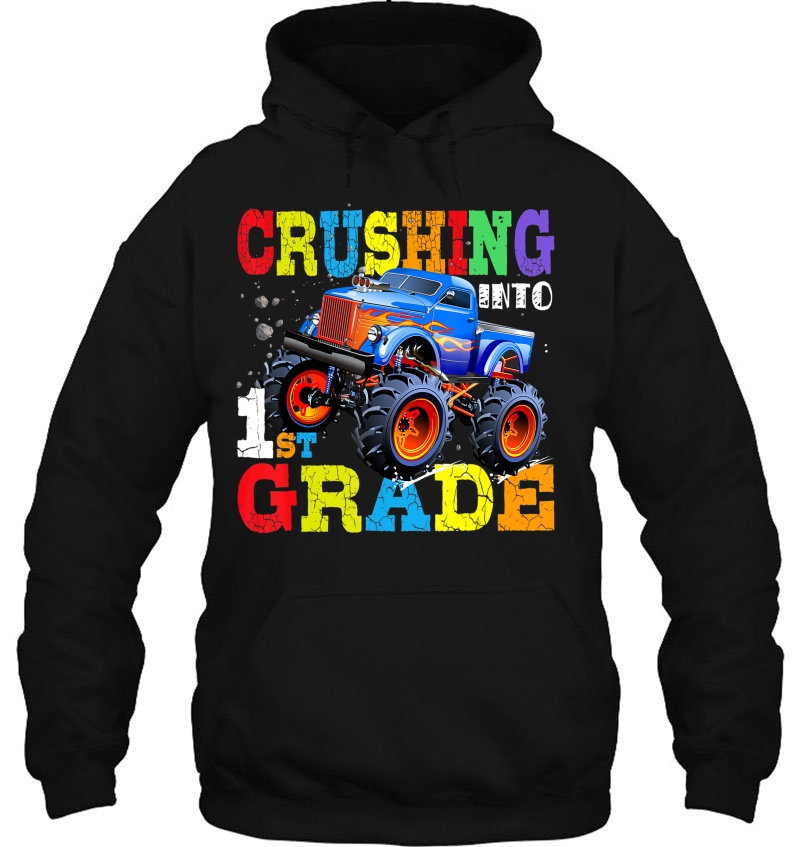 Crushing Into 1St Grade Shirt Monster Truck Back To School T Mugs