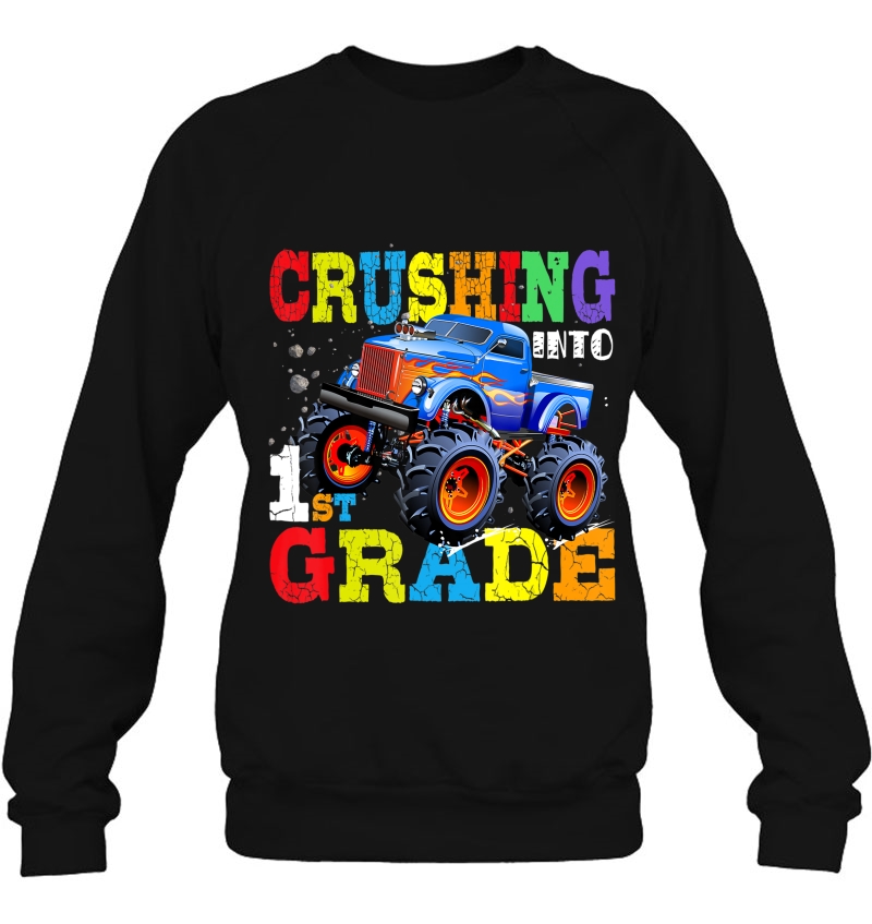 Crushing Into 1St Grade Shirt Monster Truck Back To School T Mugs