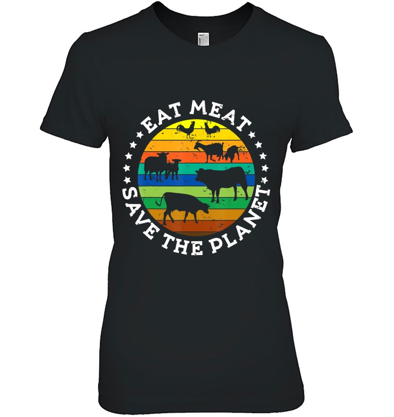 Eat Meat Save The Planet Vintage Retro Original Design Hoodie