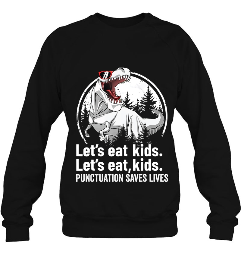 Funny Let's Eat Kids Shirt For Teacher Kids T-Rex Grammar Mugs