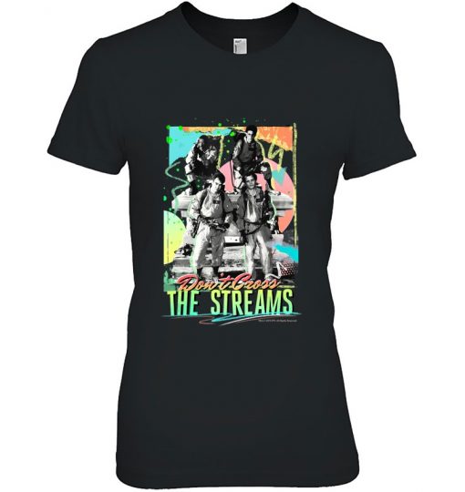 Ghostbusters Don't Cross The Streams Retro Neon Poster Ladies Tee