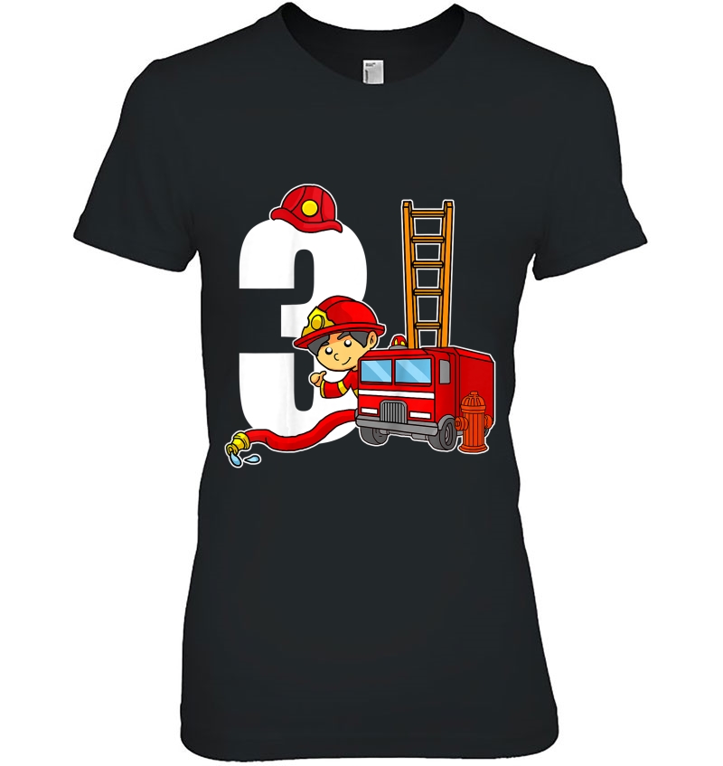 Kids 3 Year Old Firefighter Birthday Tee Fire Truck 3Rd Birthday Hoodie