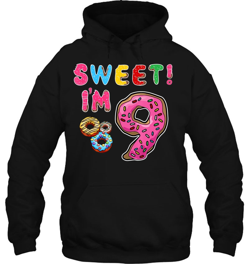 Kids Sweet Donut 9Th Birthday Shirt 9 Year Old Gift Hoodie