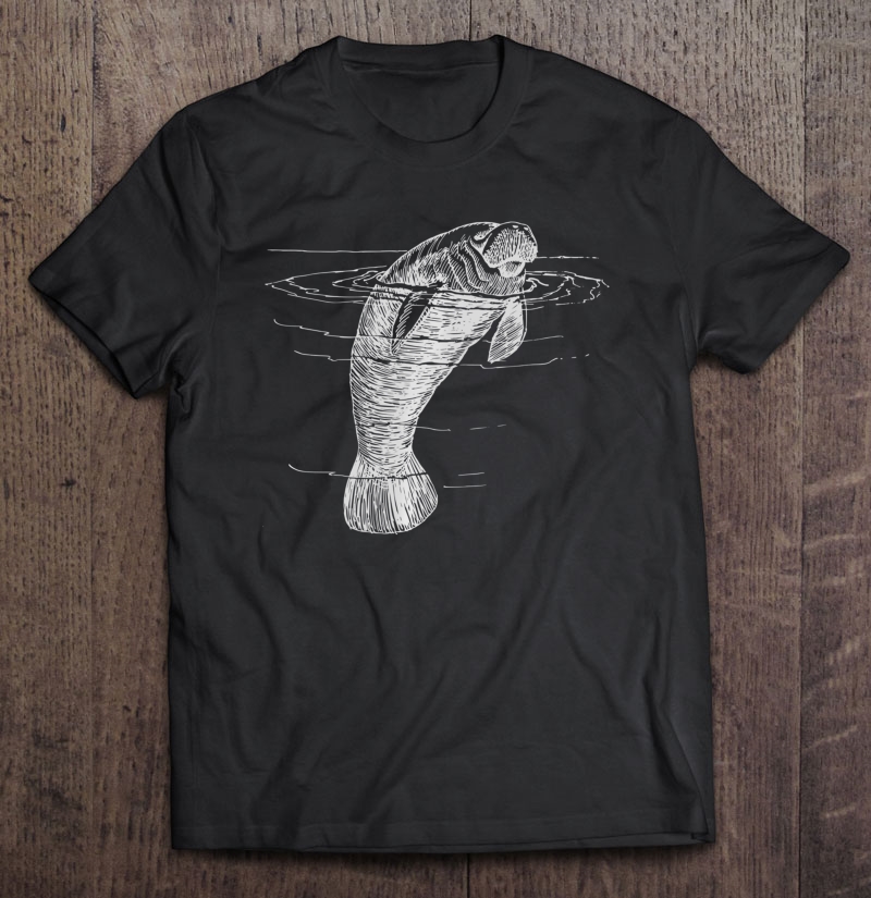 Manatee Illustration Sea Cow Marine Mammal Friendly Manatee Shirt