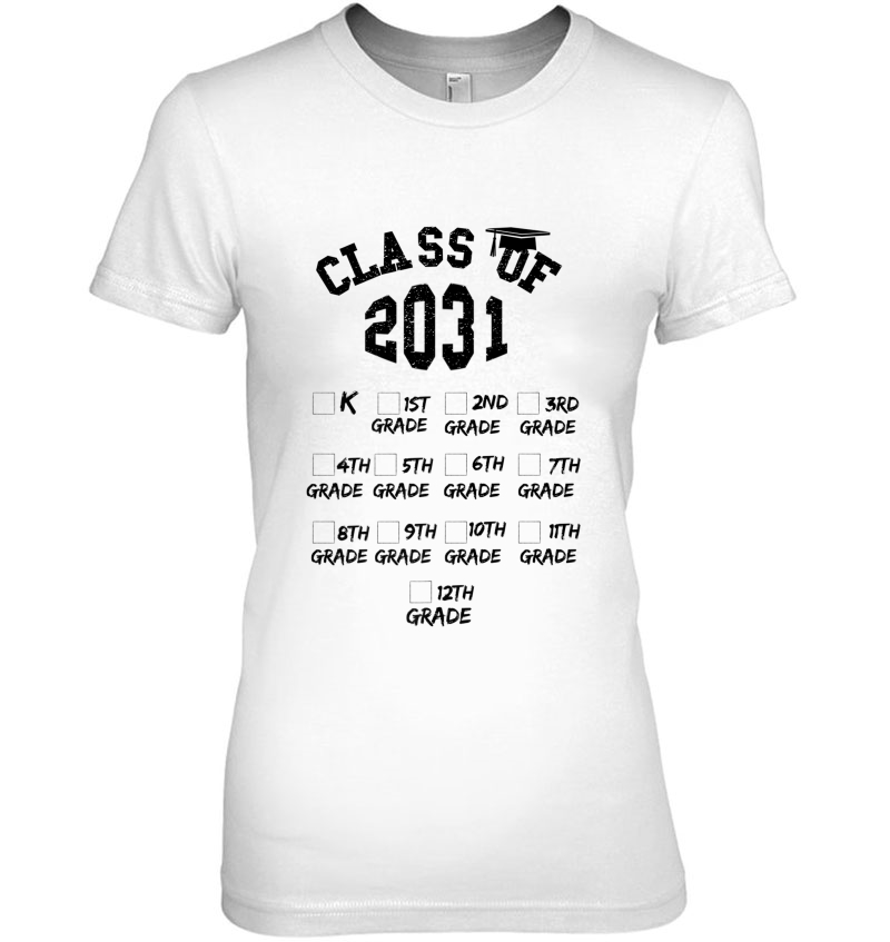 Class Of 2031 Grow With Me Shirt With Space For Check Marks Premium Hoodie