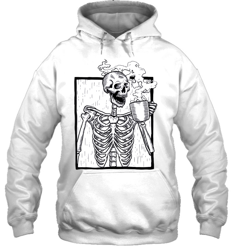 Halloween Shirt Coffee Drinking Skeleton Tshirt Skull Top Mugs