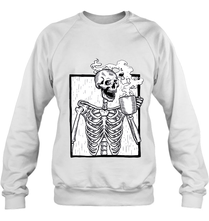 Halloween Shirt Coffee Drinking Skeleton Tshirt Skull Top Mugs