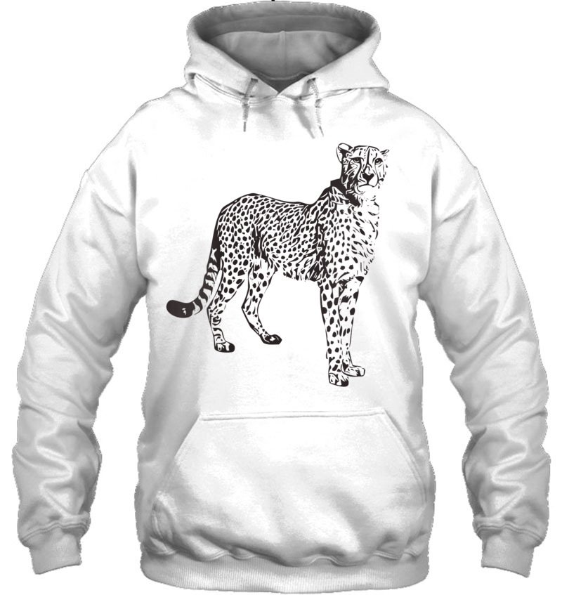 Womens Cheetah Fastest Wild Cat Black Outline Cheetah V-Neck Hoodie