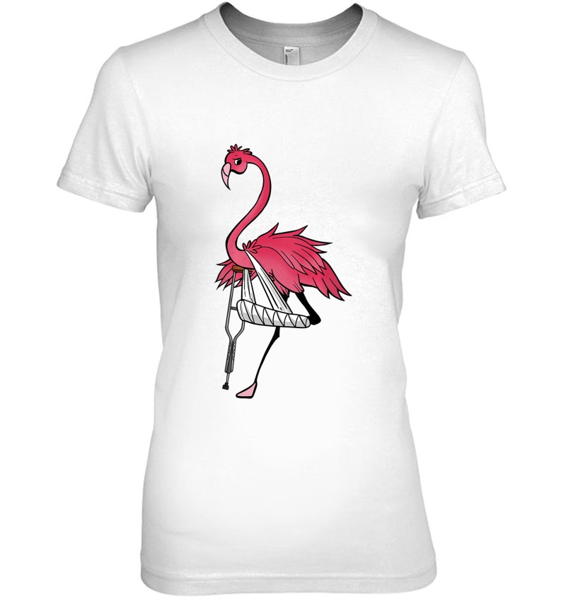 Womens Cool Broken Leg Flamingo Funny Fractured Shorebird Gift V-Neck Hoodie