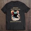 I'm Not Anti-Social I'm Anti-Stupid Black Cat Reading Book Version Tee