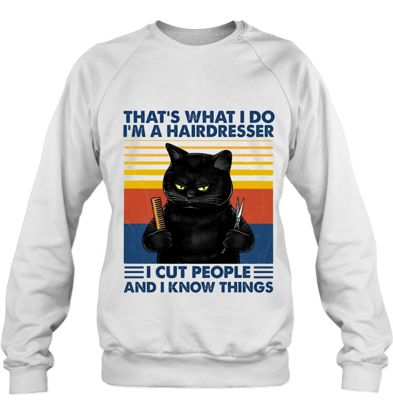 That's What I Do I'm A Hairdresser I Cut People And I Know Things Black Cat Vintage Version Mugs