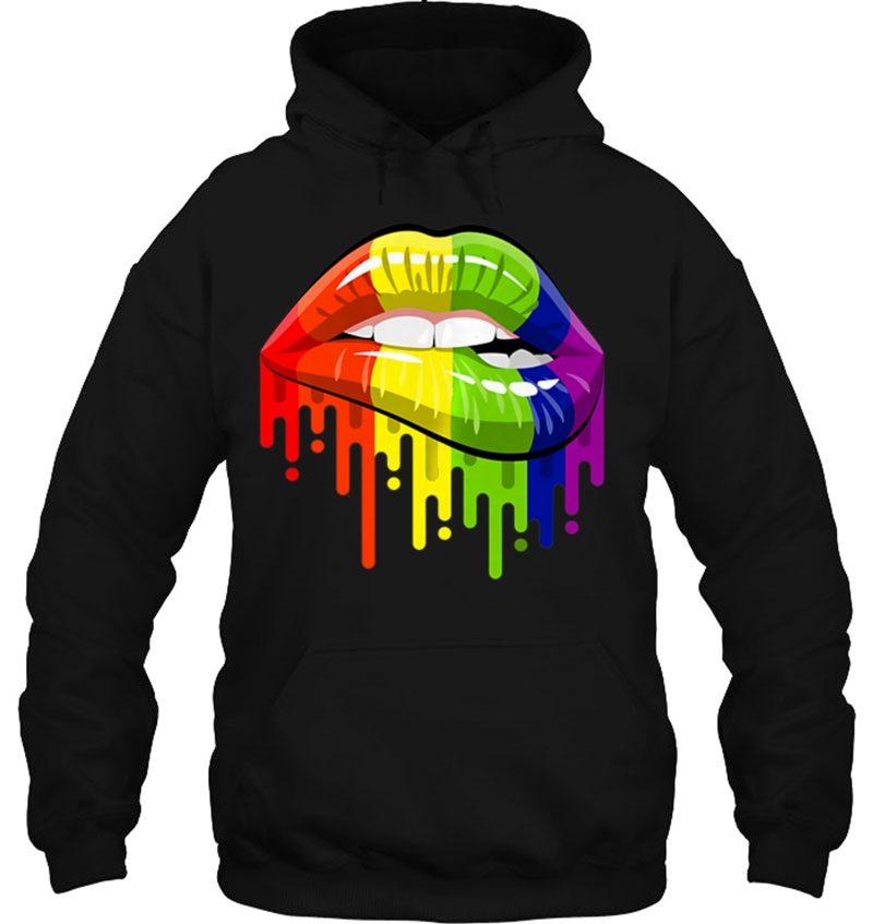 Lgbt Rainbow Shirt Lips Pocket Pride Gay Homosexual Lesbian Hoodie