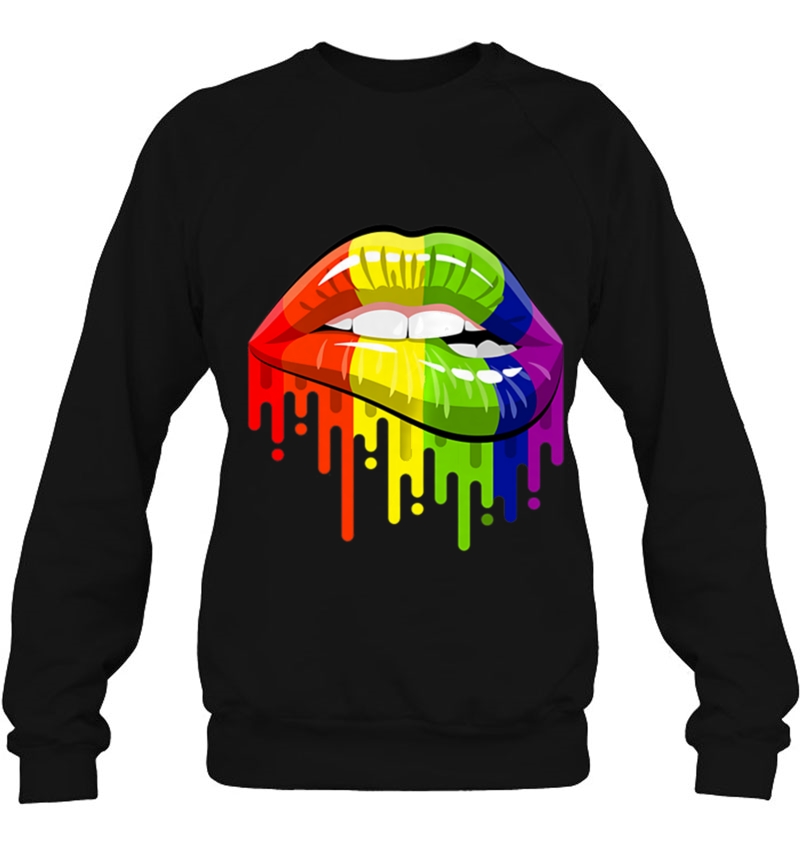 Lgbt Rainbow Shirt Lips Pocket Pride Gay Homosexual Lesbian Sweatshirt