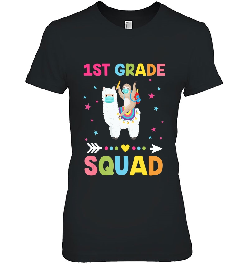 Team 1St Grade Squad Shirt Llama Sloth Back To School Hoodie