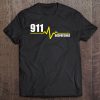 Thin Gold Line Flag Heartbeat - 911 Dispatcher Tee