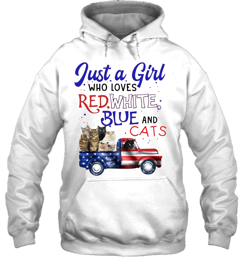 Just A Girl Who Loves Red White Blue And Cats American Flag Truck Version Mugs