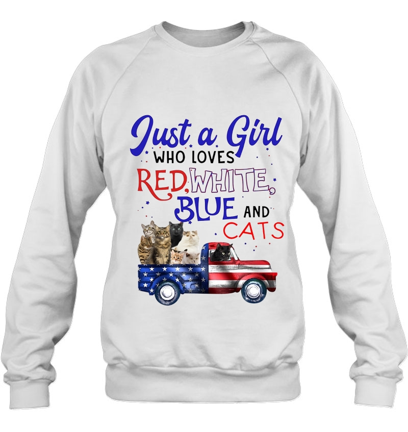 Just A Girl Who Loves Red White Blue And Cats American Flag Truck Version Mugs