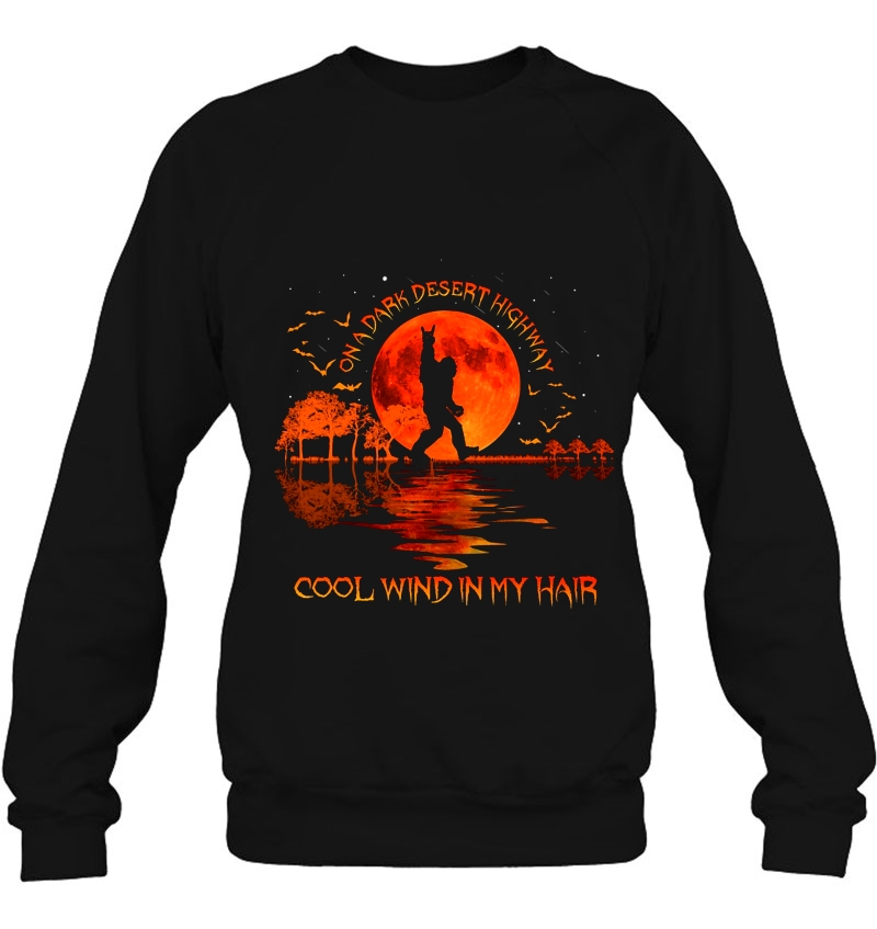 On A Dark Desert Highway Cool Wind In My Hair Bigfoot Silhouette Red Moon Version Mugs