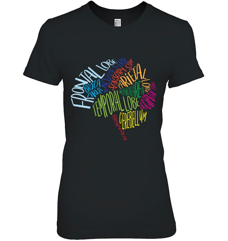 Brain Typography Rn Nurse Neurologist Word Bubble Sweater Ladies Tee