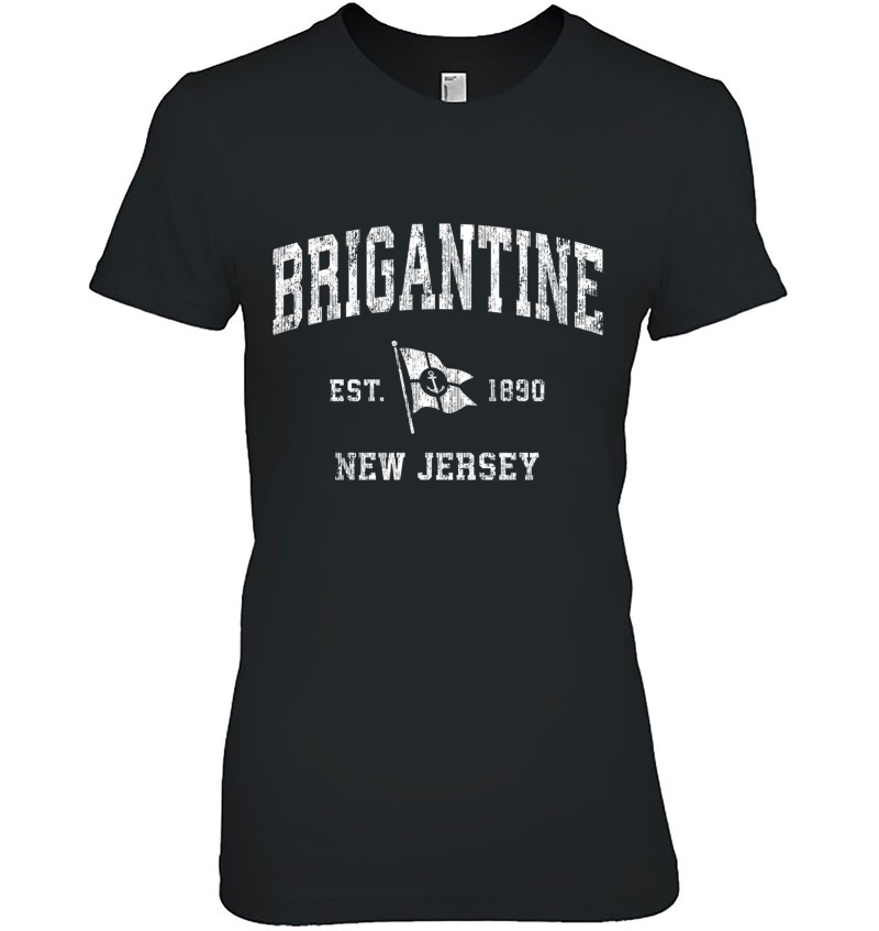 Brigantine Nj Vintage Nautical Boat Anchor Flag Sports Ladies Tee