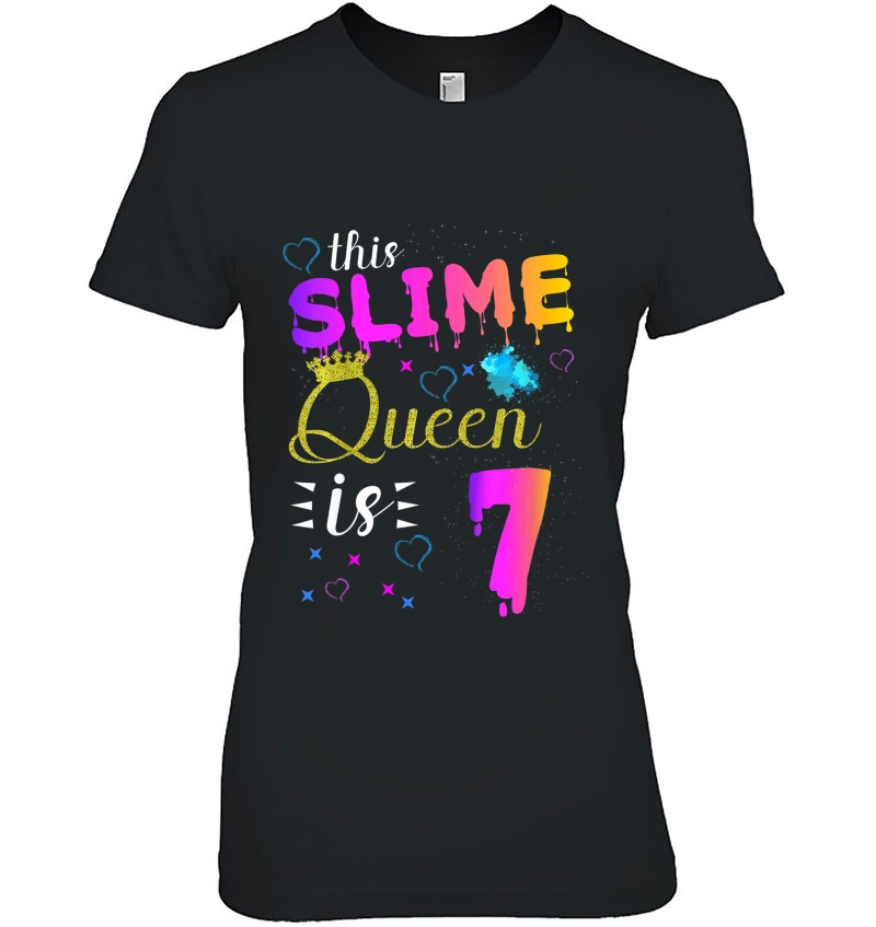 Kids Slime Queen Crown Birthday 7Th Gift For Girls 7 Years Old Hoodie