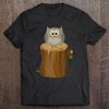 Owl Perched On A Log Stump Tshirt For Animal Lovers Tee