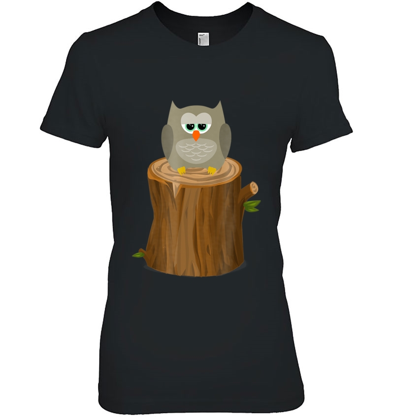 Owl Perched On A Log Stump Tshirt For Animal Lovers Hoodie