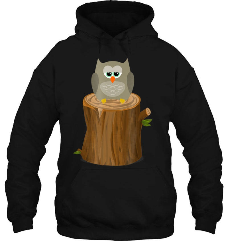 Owl Perched On A Log Stump Tshirt For Animal Lovers Mugs