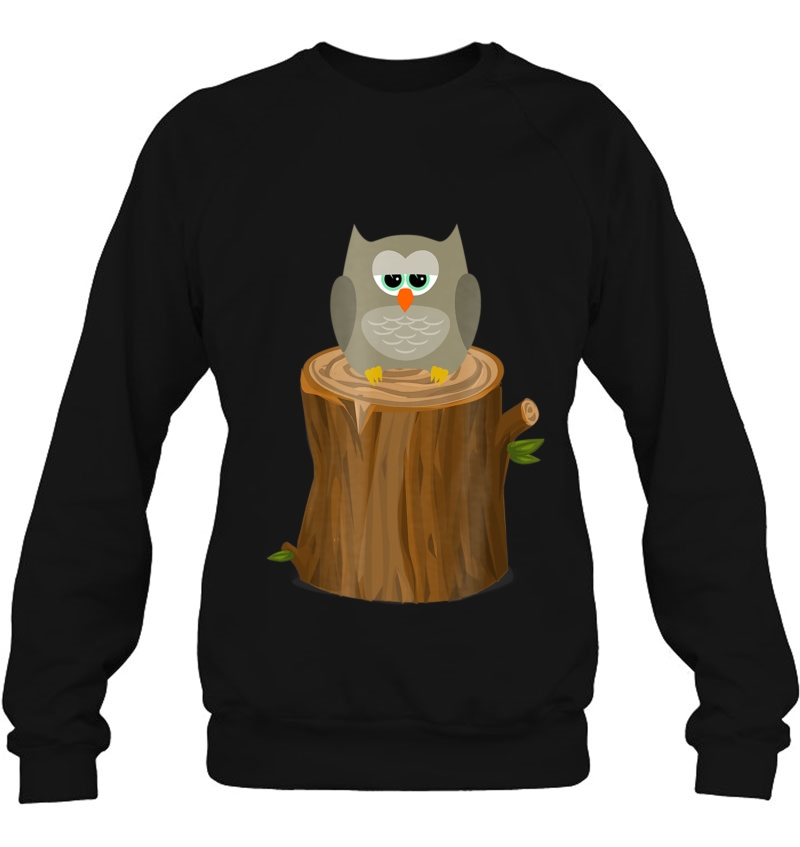 Owl Perched On A Log Stump Tshirt For Animal Lovers Mugs