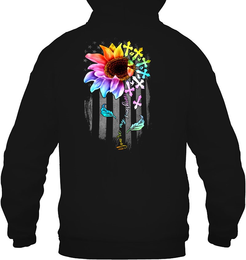 You Are My Sunshine Colorful Sunflower Cross American Flag Hoodie