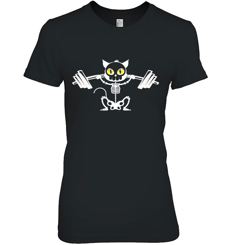 Cat Skeleton Deadlift Powerlifting Ladies Tee