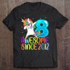 Dabbing Unicorn Awesome Since 2012 - 8Th Birthday Tee